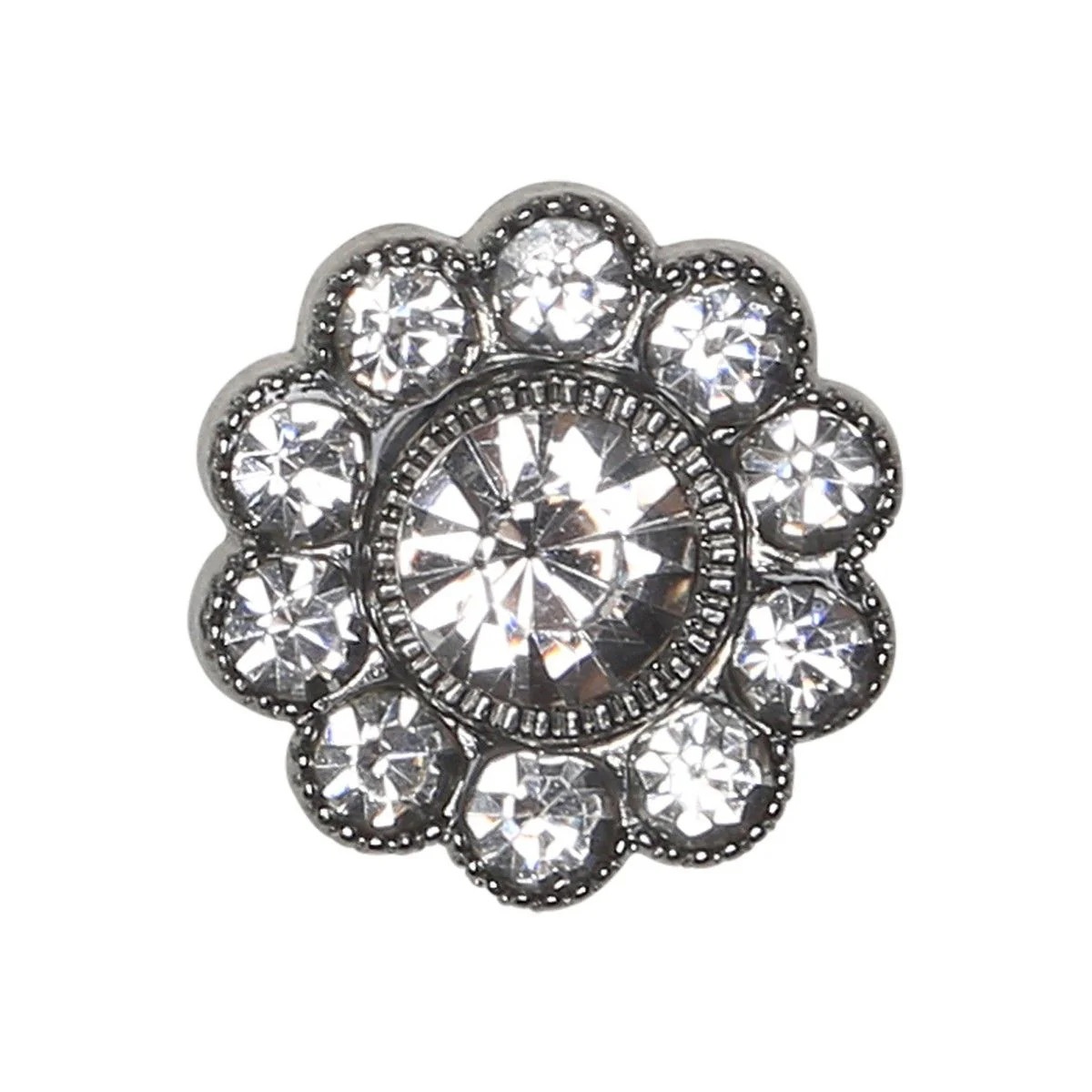 Bling-Napit - Suuret kivet - Hopea - 4 kpl